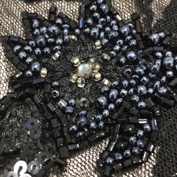 BCBGMAXAZRIA black ruffle embellished beaded dress - Picture 2 of 4